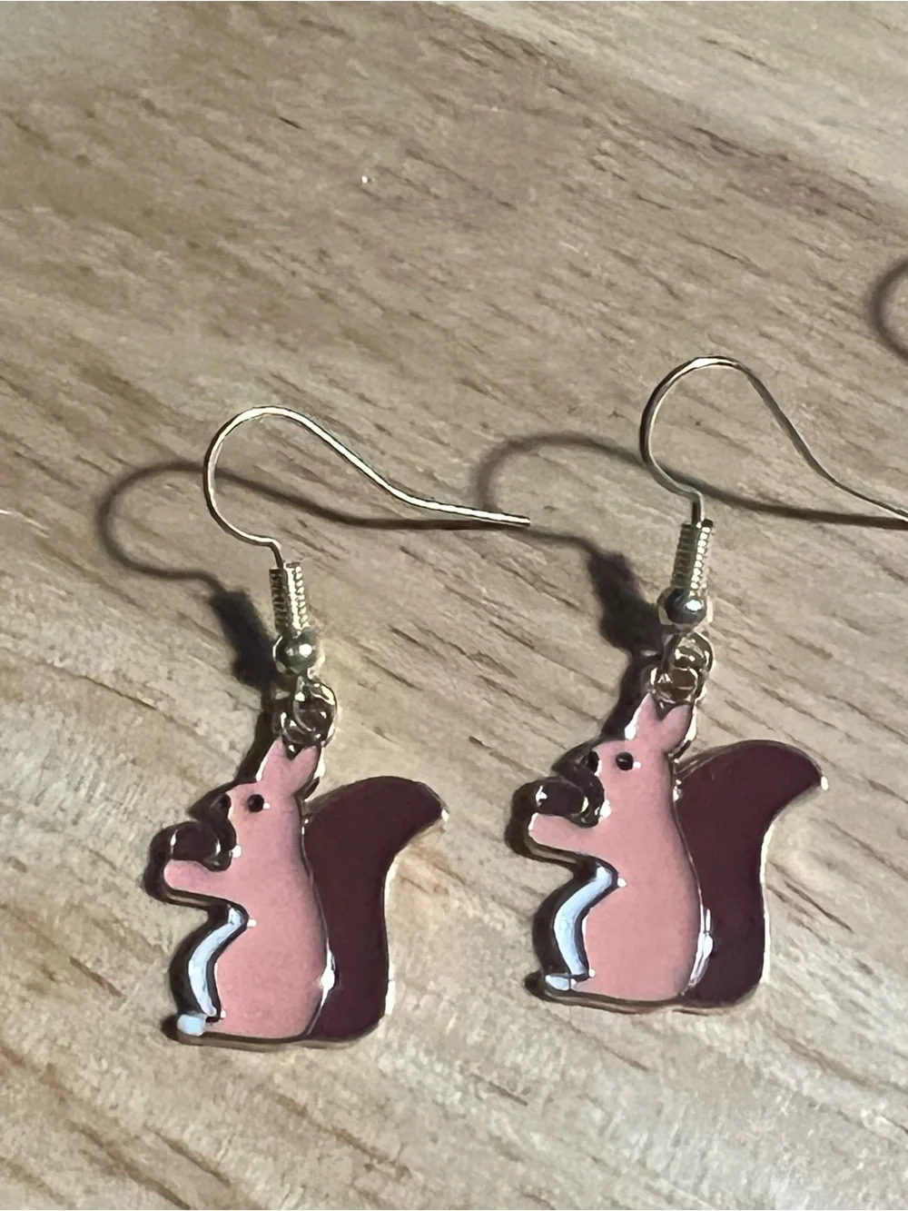 Cute Kids Pink Squirrel & Yellow Pumpkin Earrings Set E123